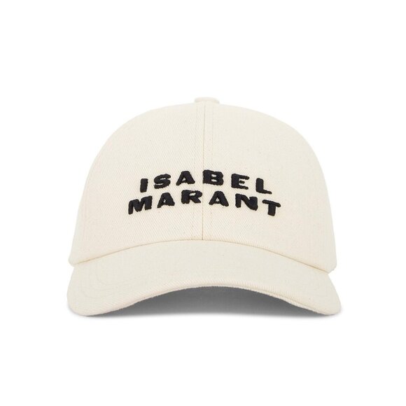 ISABEL MARANT Tyron Logo-Embroidered Cotton-Twill  Baseball Cap In Ecru Black  5 - Picture 1 of 8